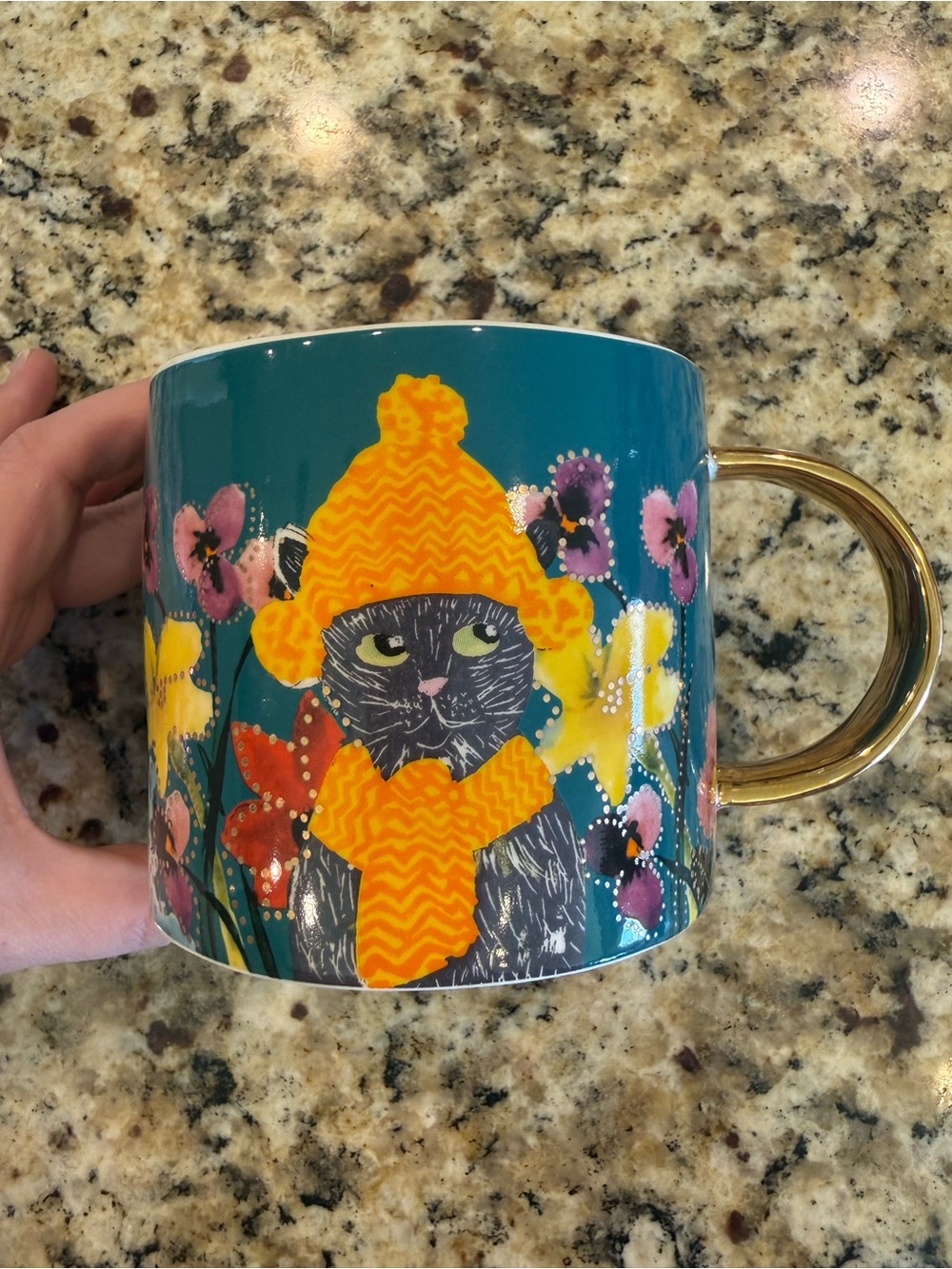 Anthropologie Francesca Kaye Feline Atelier Mug Turquoise - Picture 2 of 7